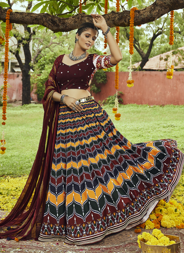 Multi Color Muslin Cotton Navratri Lehenga Choli
